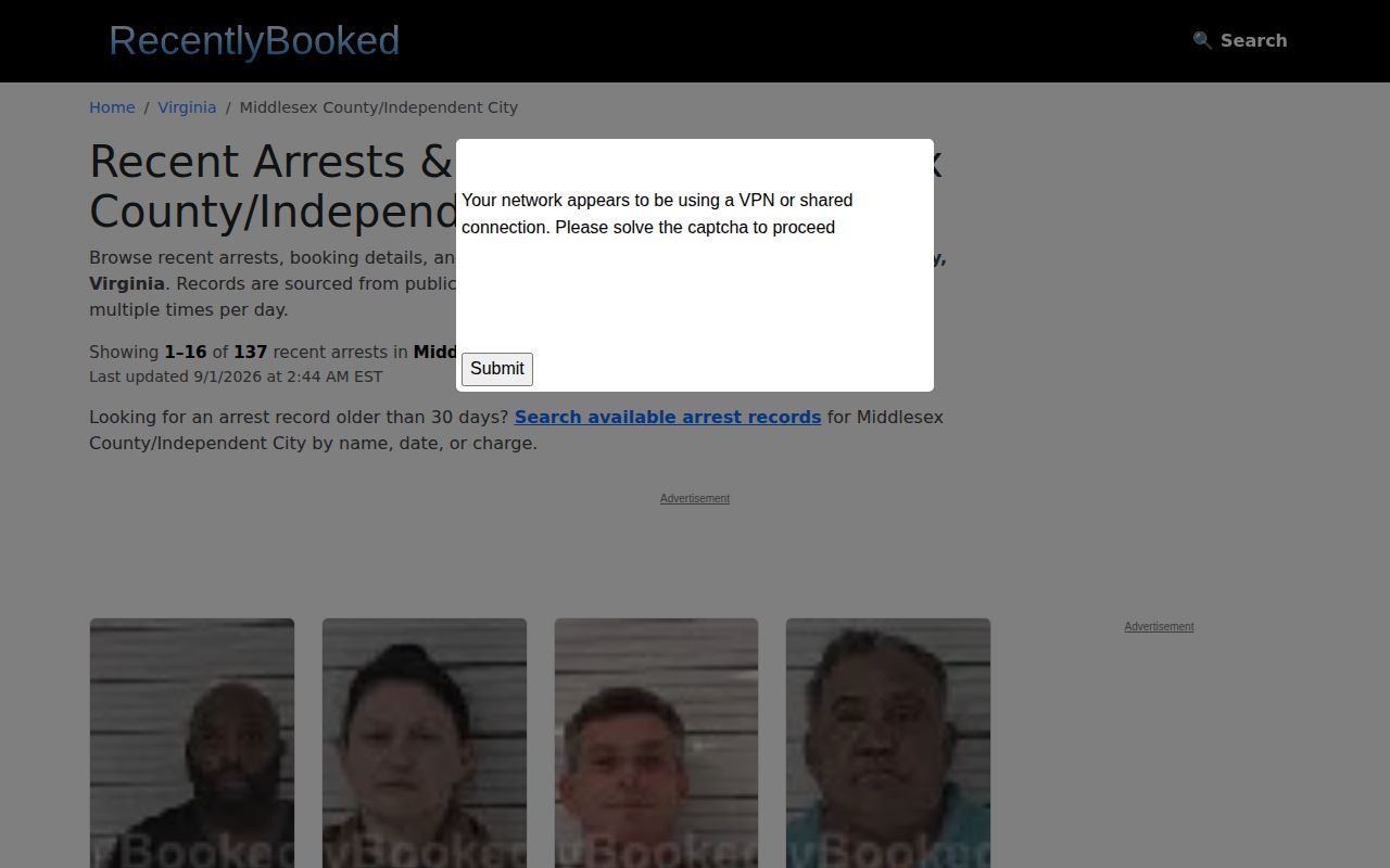 Middlesex County third-party news and booking index source page